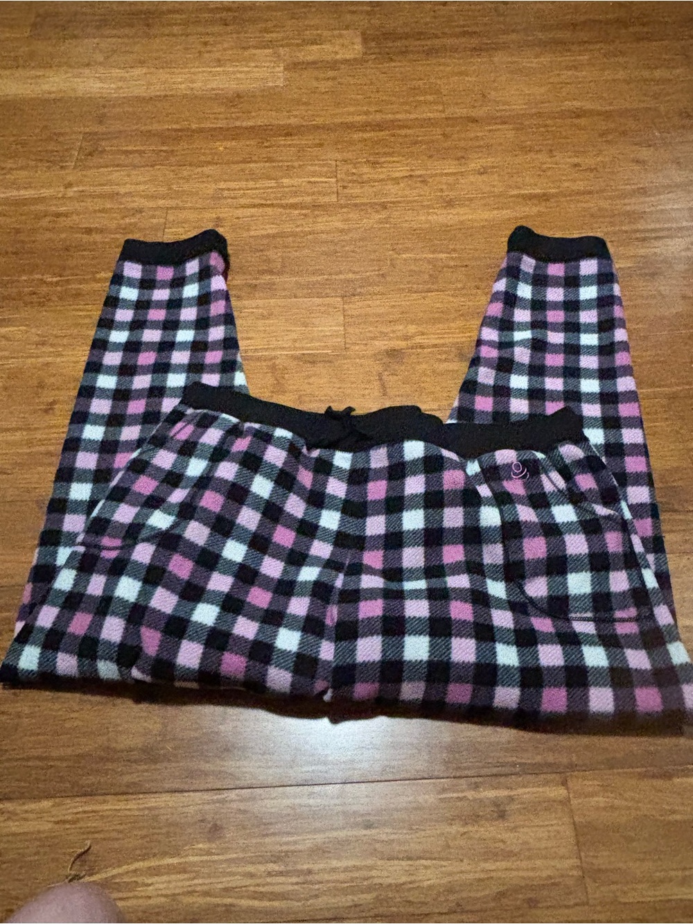 Cuddl Duds Pink, Black & White Plaid Fleece Pajama Pants